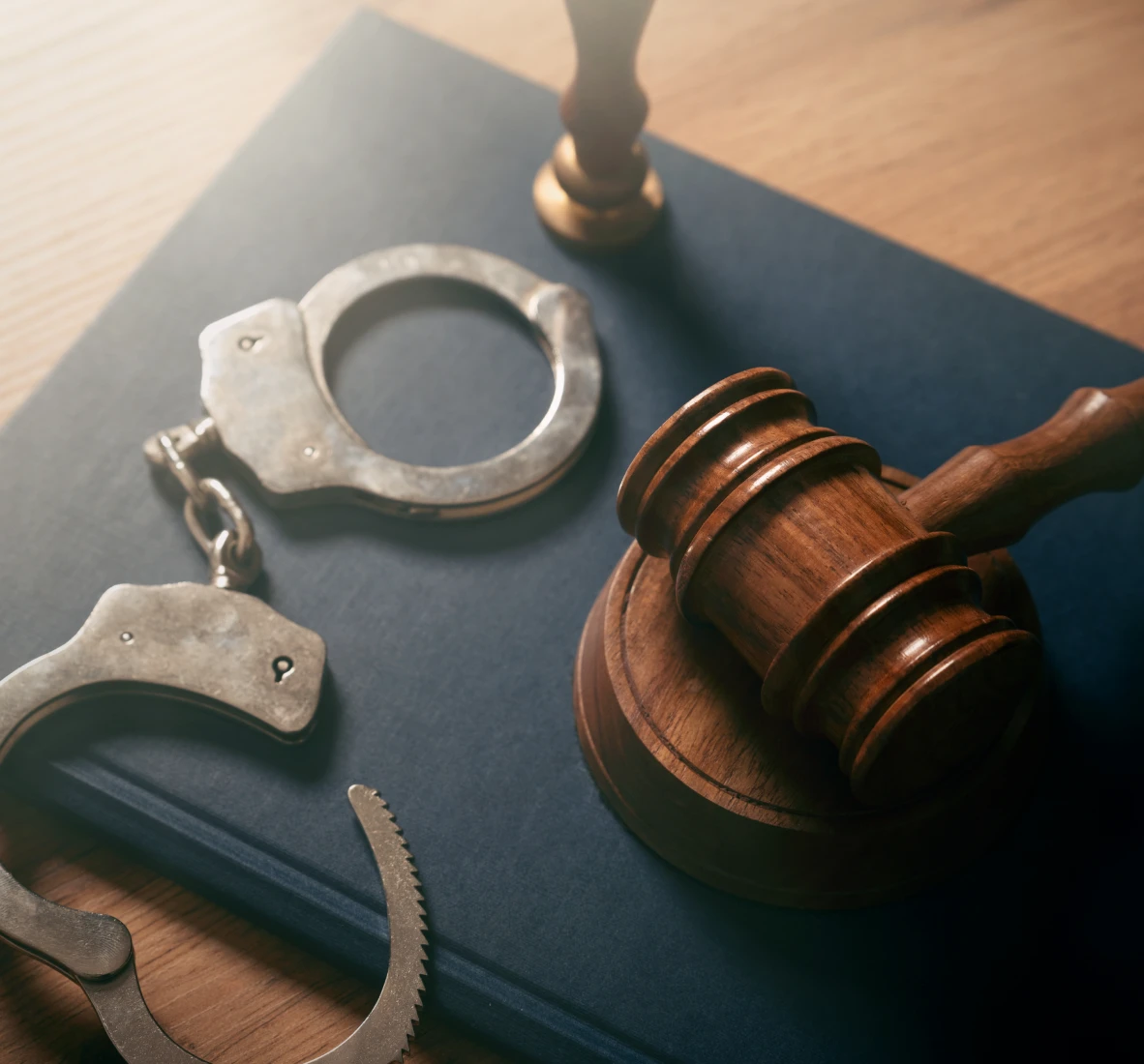 Justice symbols on a desk